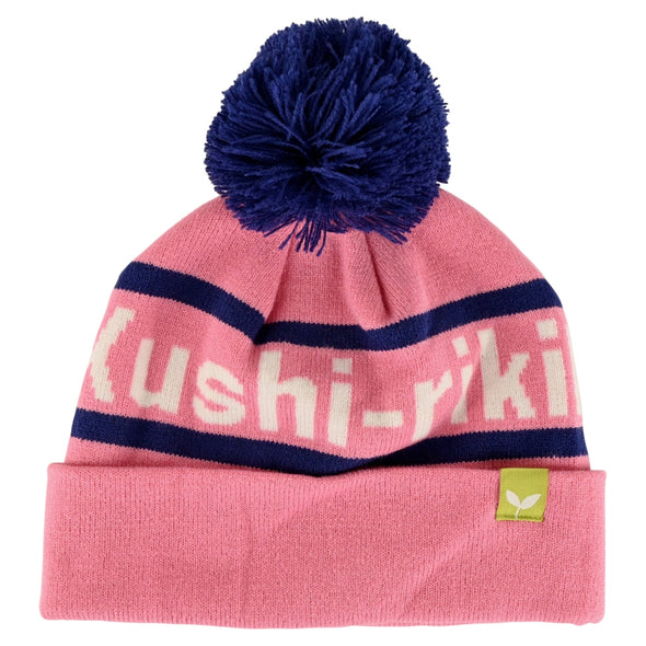 Kushi-riki's University Beanie in Pink with Pom Pom