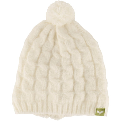 Kushi-riki Kids Fleece Lined Snow Bunny Beanie with Pom Pom-White