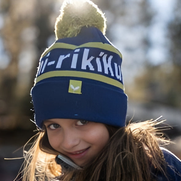 Kids Wearing Kushi-riki's University Beanie Navy Blue