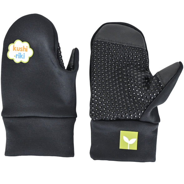 Kushi-riki's Kids Liner Mitten with Grips - Black