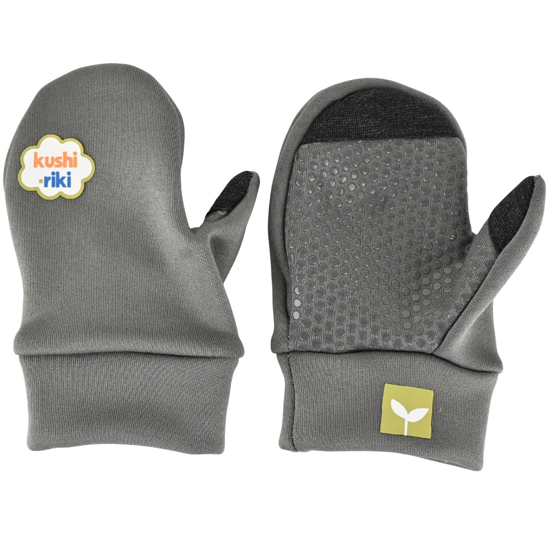 Toddler Winter Gloves - Knitted Acrylic With Fleece Lining For 1-3 Year Olds, Elk Design With String